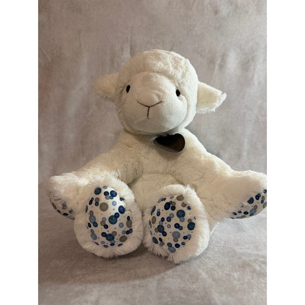Le Petit Prince‎ Plush Lamb Sheep Stuffed Animal Cream Blue Polka Dot Paws 12in